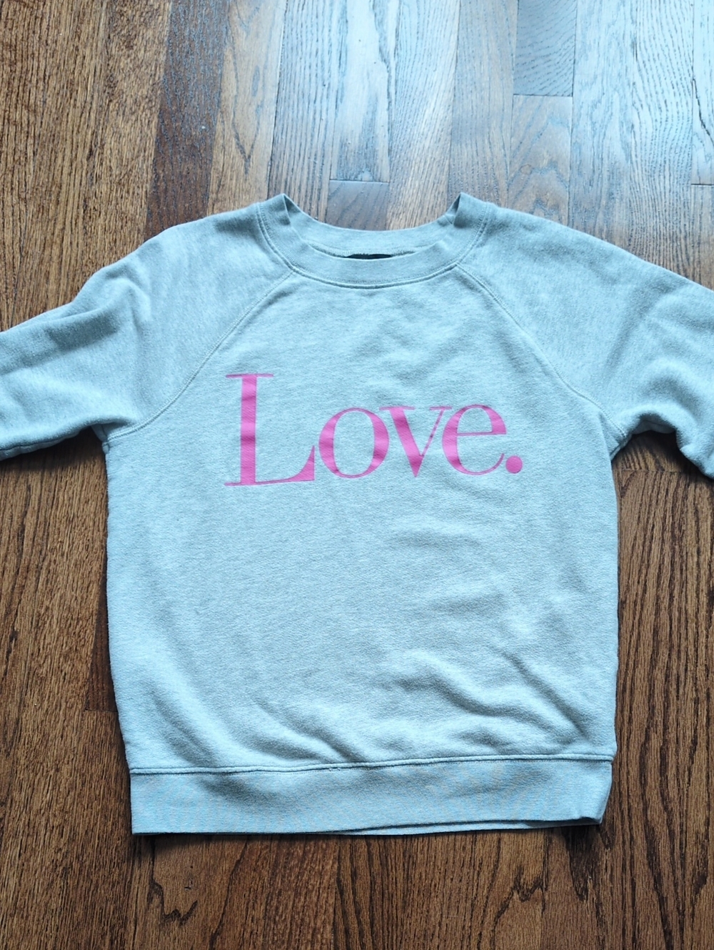 J. Crew Womens Light Gray Sweatshirt with Pink "Love." Graphic